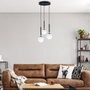 Opviq 11465 Lámpara de Araña Moderna, Metálica y de Cristal con Estilos Industrial y Escandinavo, Altura Ajustable, Blanco/Negro